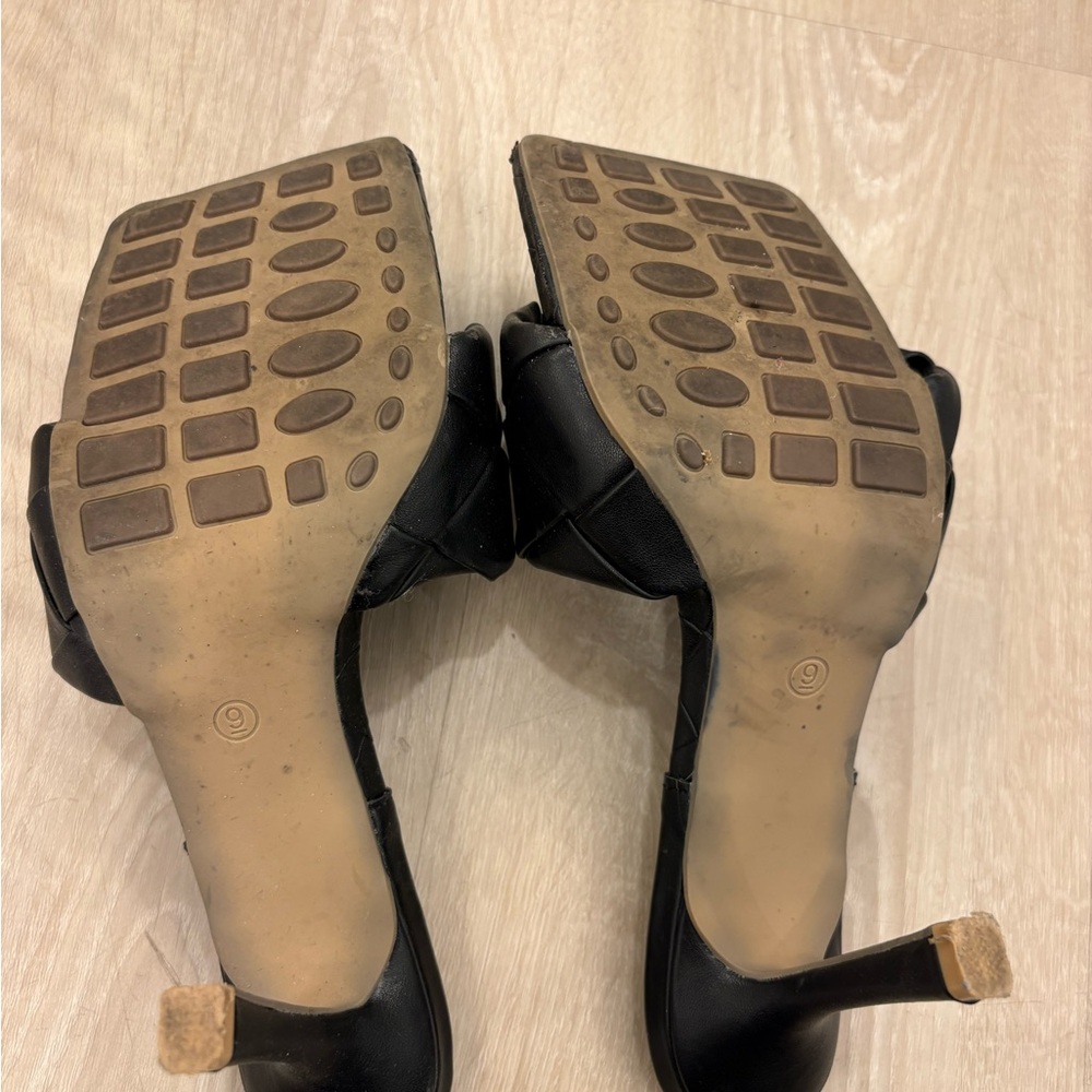 Black Mini Opened-Toed Heels - Picture 5 of 5